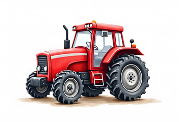 Obraz premium Red Tractor Isolated. 3D rendering 