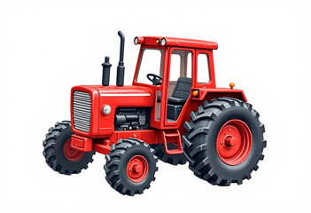 Obraz premium Red Tractor Isolated. 3D rendering 