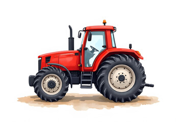 Obraz premium Red Tractor Isolated. 3D rendering 