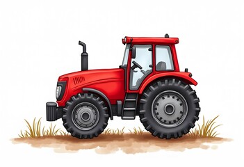 Obraz premium Red Tractor Isolated. 3D rendering 