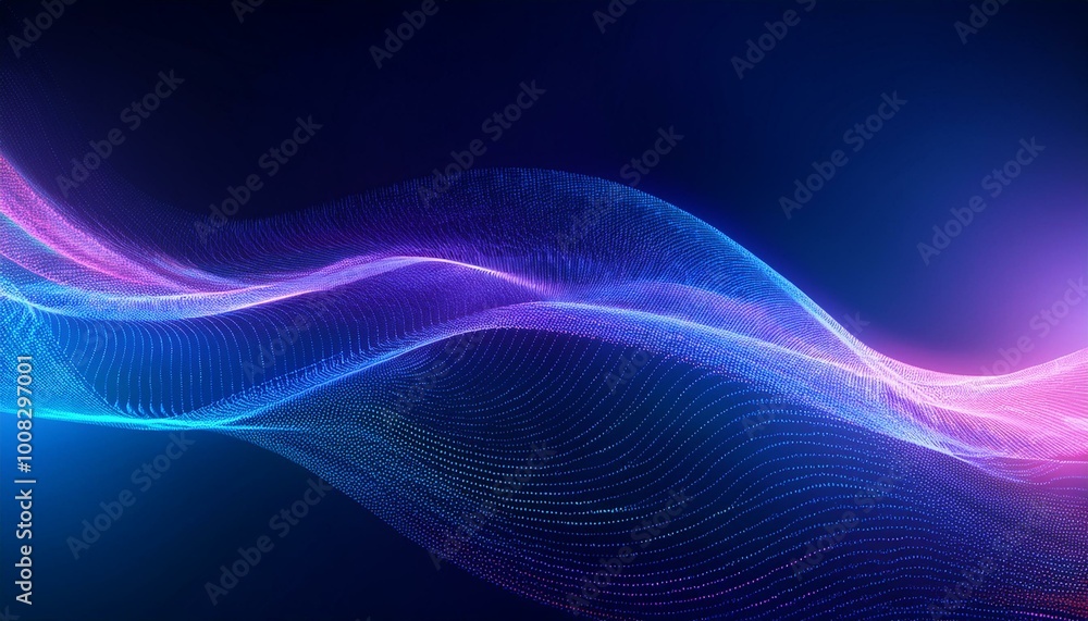 Leinwandbilder Futuristic point wave. Abstract background with a dynamic wave. Connecting background. Abstract wave Big data technology 3d rendering. Futuristic data stream vector background.