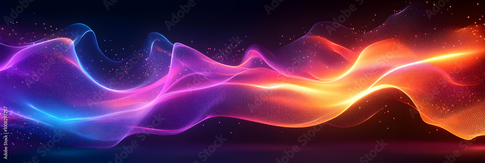 Poster abstract background colorful wavy lines with sparkles