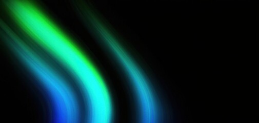 A mesmerizing display of blue and green light waves against a dark background, creating an ethereal and calming atmosphere.