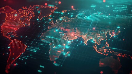 Fototapeta premium Abstract world map with digital network connections.
