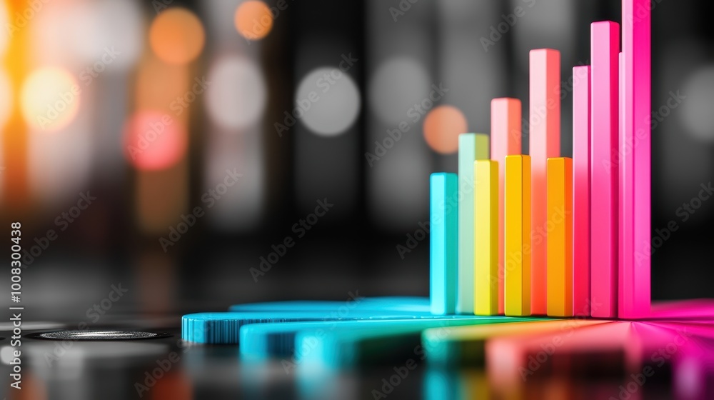 Poster a colorful histogram depicting the distribution of a dataset, with clear labels and a focus on highl