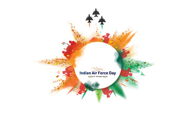 Indian air force day Celebration background greeting card.