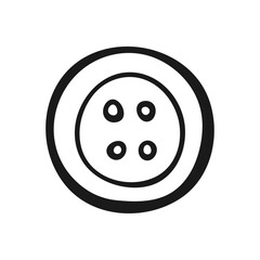 Hand drawn shirt button line icon on white background.