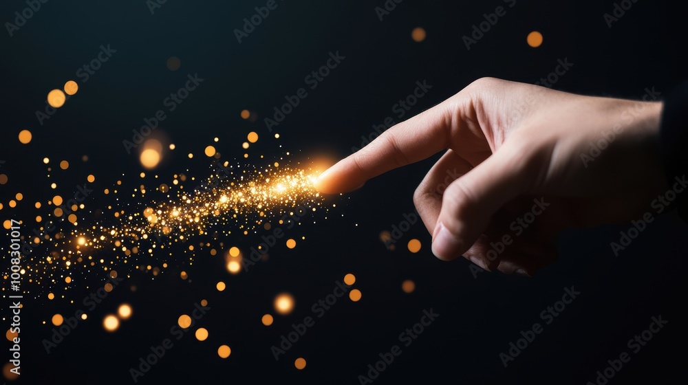 Poster a hand pointing at a significant data point on a predictive model, highlighting a key insight that s