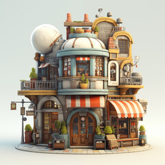 Fototapeta premium 3D Shop builder on white background