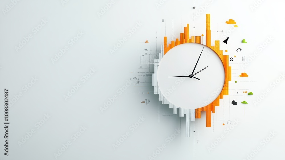Poster a minimalistic circular timeline representing the stages of a business project, from planning to exe