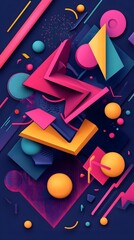 Abstract geometric design with vibrant colors and shapes.