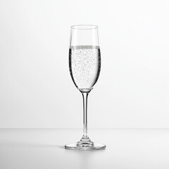 Obraz premium Champagne flute with sparkling bubbles on minimalist white background