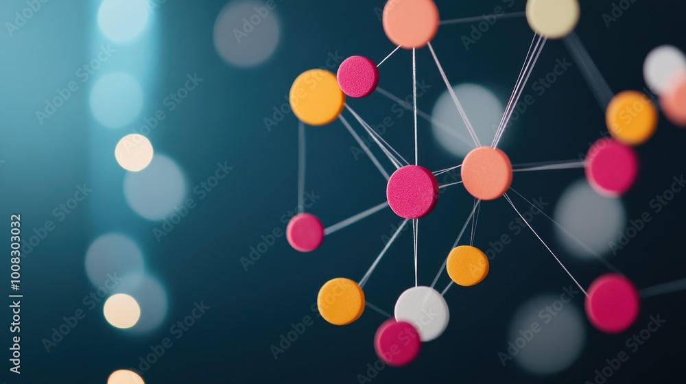 Poster a circular network diagram illustrating the interconnectedness of different social media platforms, 