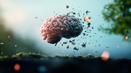 A surreal depiction of a brain with digital elements, showcasing the complexity and beauty of human cognition.