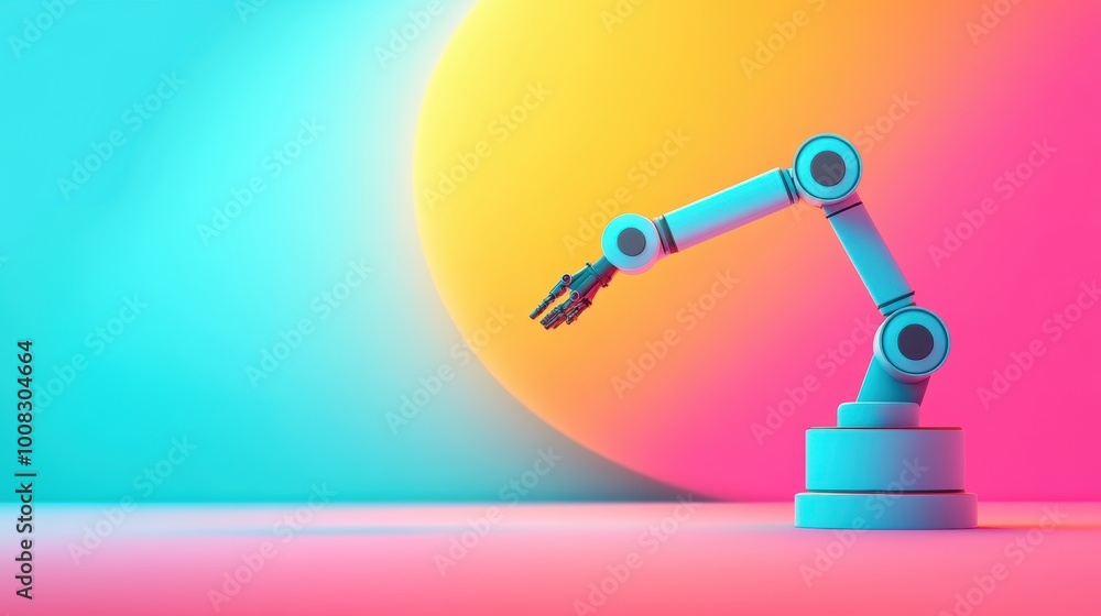 Poster an abstract illustration of a robot arm, highlighting the precision and efficiency of automation.