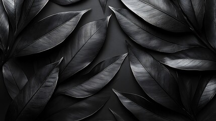 Fototapeta premium Textures of abstract black leaves for tropical leaf background. Flat lay, dark nature concept