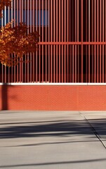 Obraz premium Red brick wall background flat design, front view, industrial design theme, 3D render, Complementary color scheme