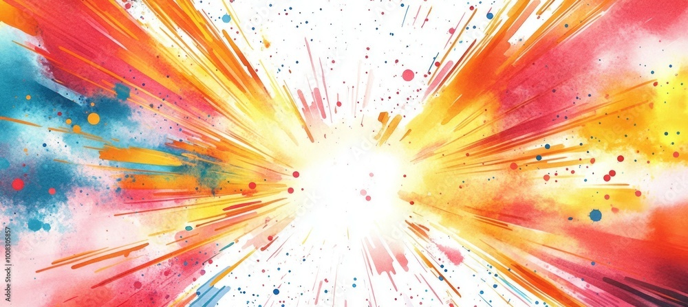 Poster abstract blast explosion background. watercolor paint. copy space backdrop. generative ai technology