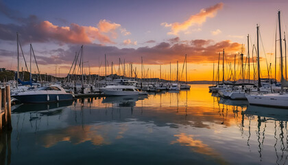 Sunset harbor view of in the evening background 