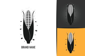 Grain Corn Logo. Vegetable Corn cob logotype vegan