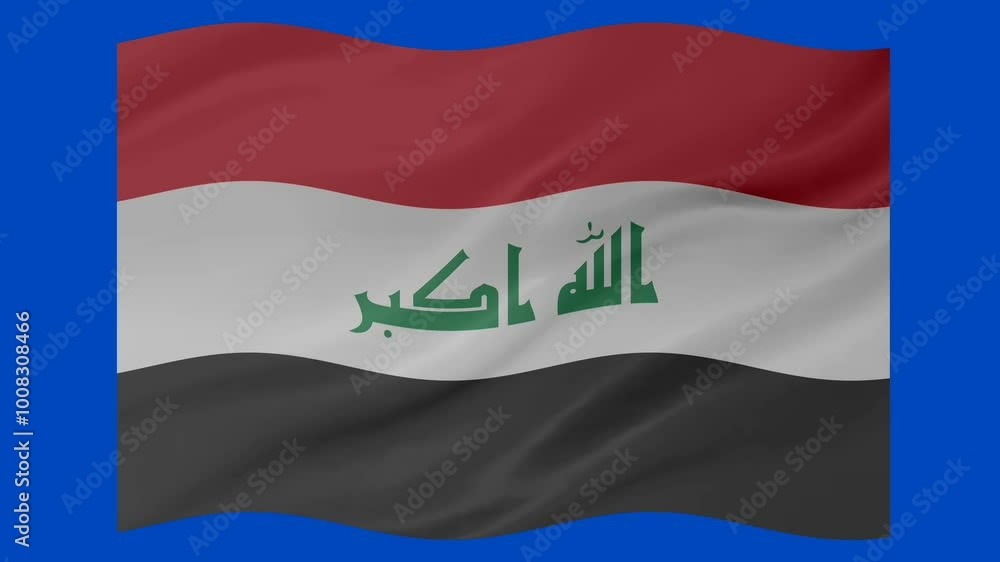 Poster iraq waving flag loop animation with glowing 3d shade isolated on blue background