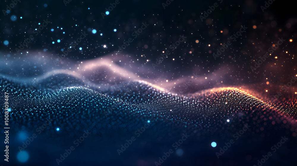 Aufkleber digital technology. futuristic background of glowing particles in motion. large amount of data. 3d r