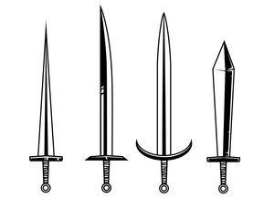 Black and White Vector Swords with four different types