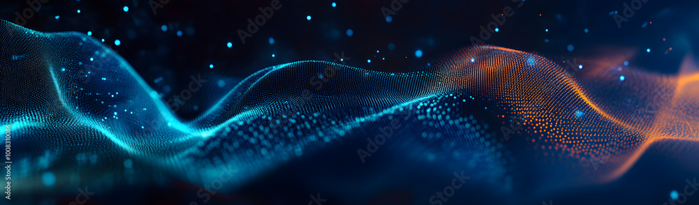 Aufkleber abstract wave of sound particles. equalizer for music. signal transmission. 3d rendering.