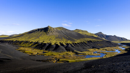 Iceland landscape with sky and clouds