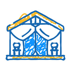 glamping tent forest doodle icon sketch vector. glamping tent forest sign. isolated symbol illustration