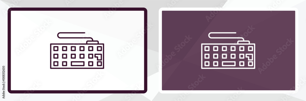 Poster keyboard with cable outline icon. linear vector from computer concept. thin line white and black key
