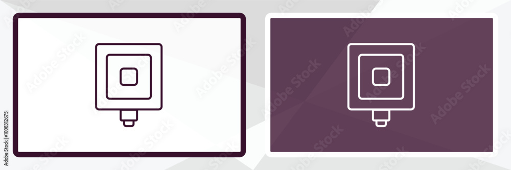 Poster square chip outline icon. linear vector from computer concept. thin line white and black square chip