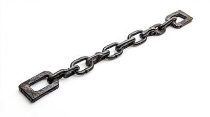 A Close-Up of a Black Metal Chain on a White Background