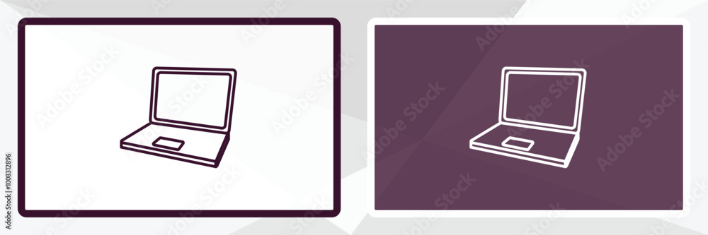 Aufkleber open laptop on outline icon. linear vector from computer concept. thin line white and black open lap
