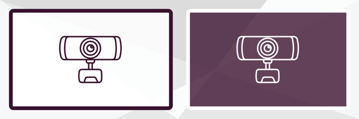 webcamera outline icon. Linear vector from computer concept. Thin line white and black webcamera icon isolated on white and dark background