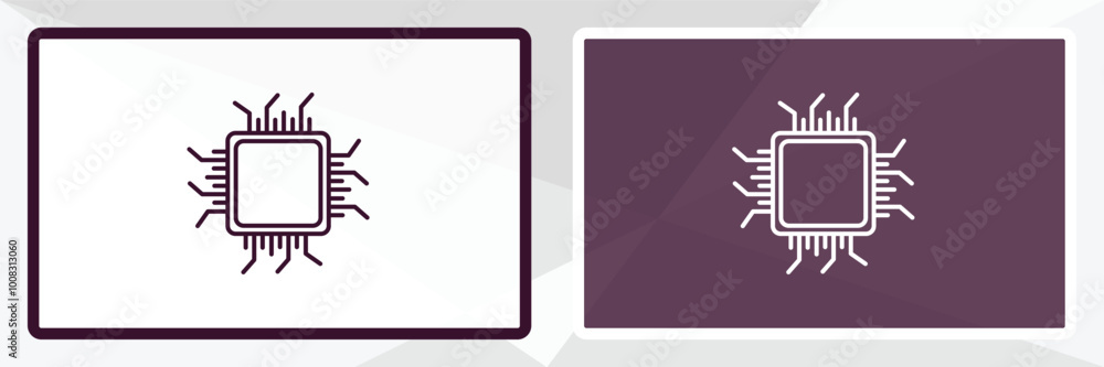 Aufkleber computer micro chip outline icon. linear vector from computer concept. thin line white and black com