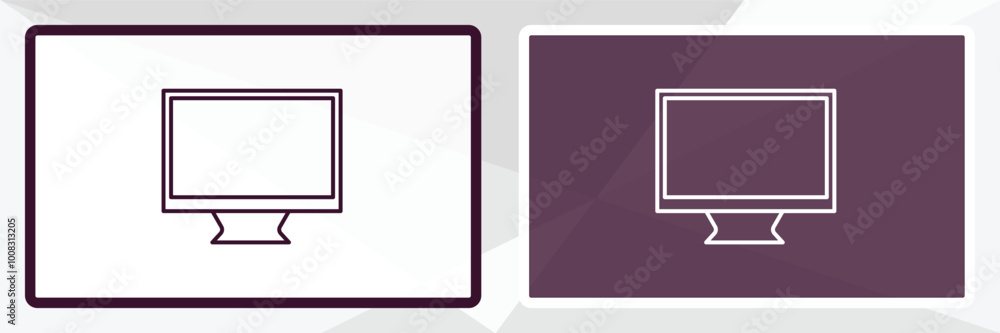 Poster computer and monitor outline icon. linear vector from computer concept. thin line white and black co