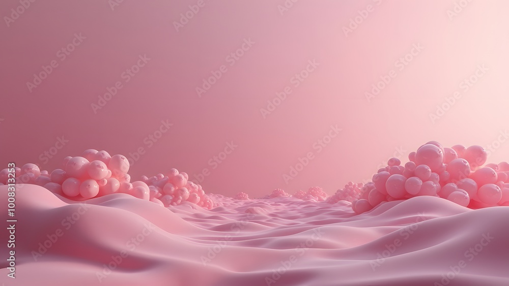 Aufkleber 3d rendering of pink abstract background with waves. 3d illustration generated by ai