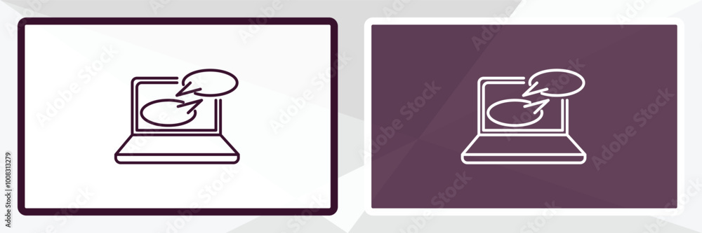 Poster online chat outline icon. linear vector from computer concept. thin line white and black online chat