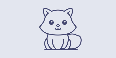 Obraz premium A cute cartoon cat is sitting on a white background. The cat has a big smile and is looking at the camera