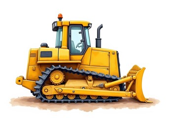 Tracked Dozer heavy construction machinery 3D rendering on white background
