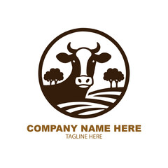 Flat design cow logo design