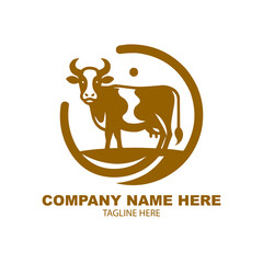 Flat design cow logo design