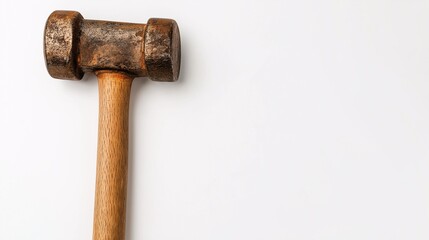 Rustic Hammer on a Plain White Background
