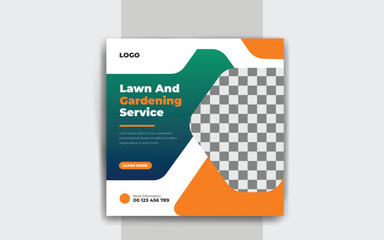agriculture Lawn or gardening service social media post and web banner template