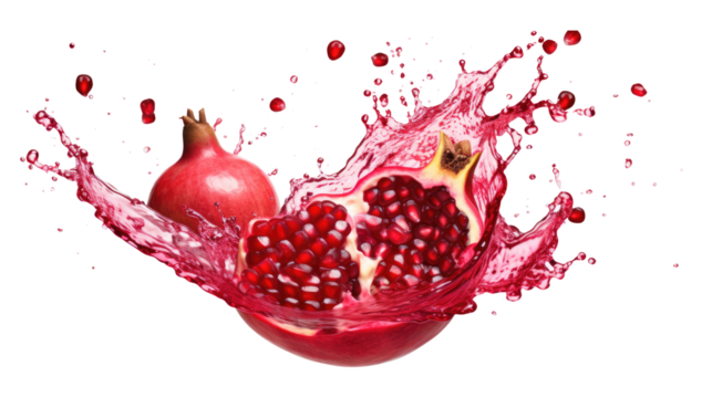 pomegranate splash isolated on transparent white background, clipping path