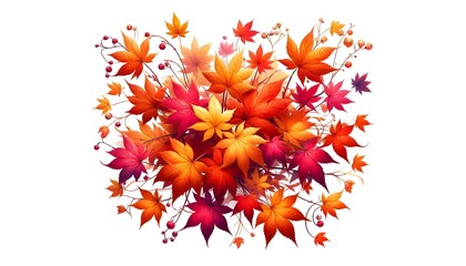PNG Vibrant autumn maple leaves isolated.