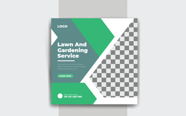 agriculture Lawn or gardening service social media post and web banner template
