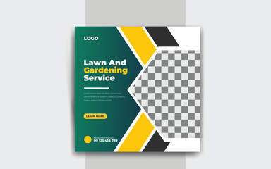 agriculture Lawn or gardening service social media post and web banner template