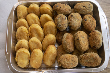 potato croquettes and eggplant meatballs